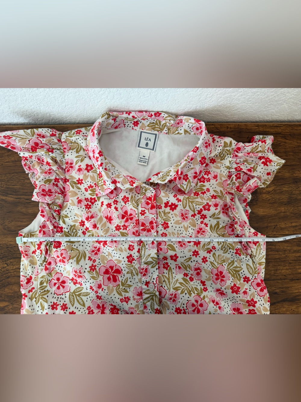 Anthropologie LÉA Floral Midi Dress 100% Cotton Size Medium - Picture 6 of 7